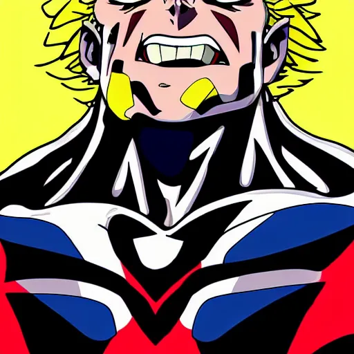 Prompt: Portrait photo of All Might, color, studio lighting, high detail,