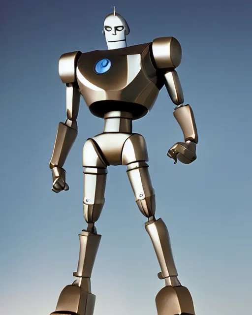 Prompt: Warner Bros. 1999 Iron Giant made of white porcelain, HD photograph