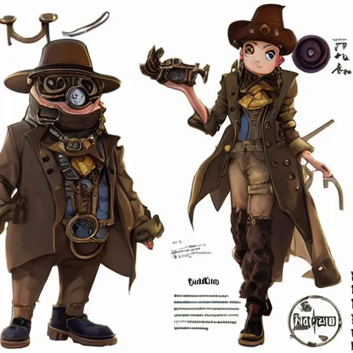 Image similar to a steampunk minion, character concept, character reference sheet. By Makoto Shinkai, Stanley Artgerm Lau, WLOP, Rossdraws, James Jean, Andrei Riabovitchev, Marc Simonetti, krenz cushart, Sakimichan, trending on ArtStation, digital art. Clear and detailed.