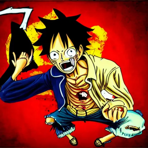 Prompt: luffy as zombie