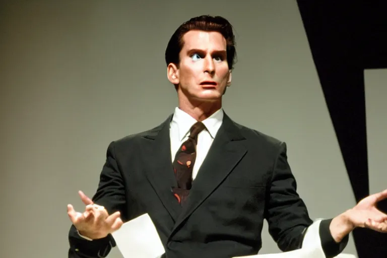 Prompt: patrick bateman giving a ted talk