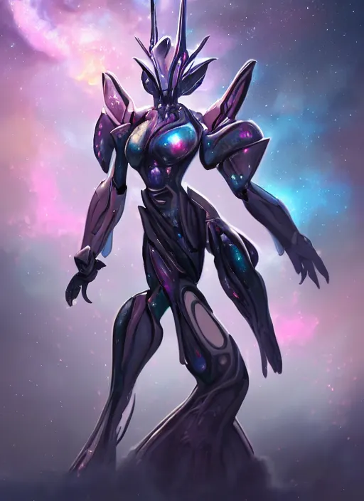 Prompt: cinematic shot, cosmic sized perfectly proportioned stunning beautiful hot anthropomorphic robot female mecha dragon, female dragon head, floating in empty space, nebula sized, larger than galaxies, holding a tiny galaxy, silver, fuschia skin, epic proportions, epic size, epic scale, furry art, dragon art, giantess art, warframe fanart, furaffinity, deviantart