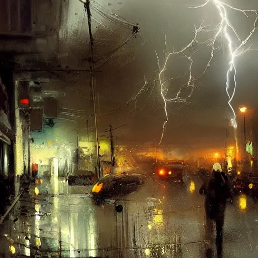 Image similar to lightning storm lightning all over the place bolts of lighting everywhere, realistic, ultrahd, jeremy mann painting