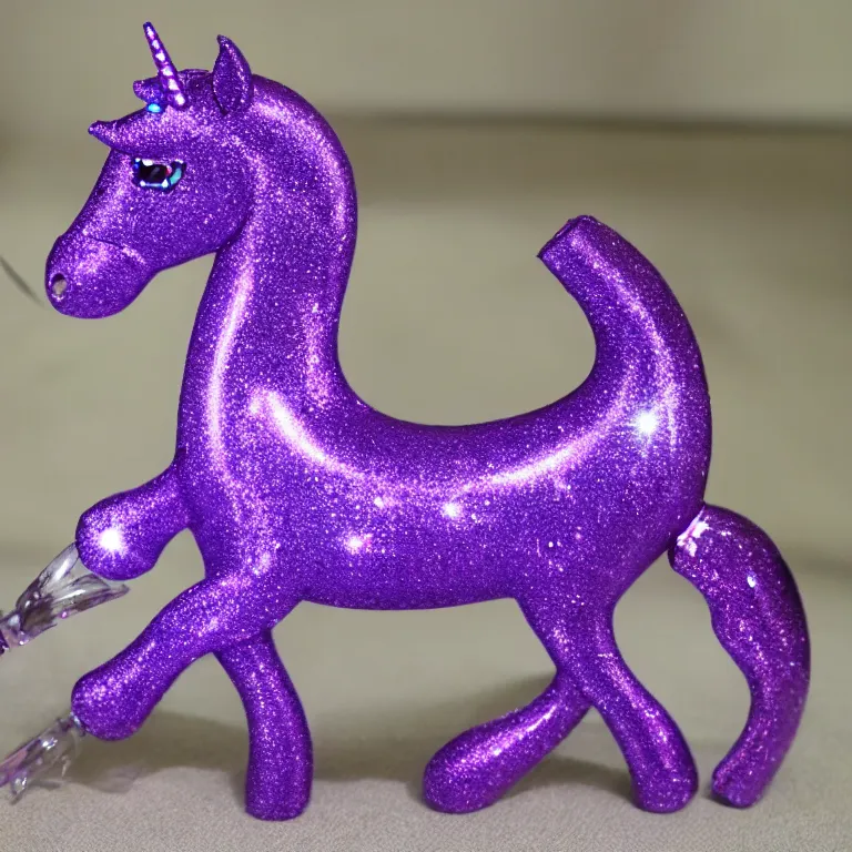 Image similar to a beautiful sparkling purple unicorn toy, by daedalus