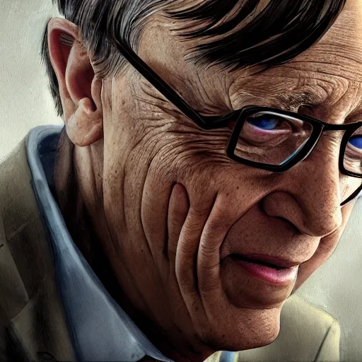 Image similar to bill gates holding a vaccine in his hand, body horror, by ralph steadman, feeling of grimdark, sharp focus, fiction, hyper detailed, digital art, trending in artstation, cinematic lighting, studio quality, smooth render, unreal engine 5 rendered, octane rendered, art style and nixeu and wlop and krenz cushart