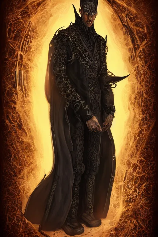 Image similar to beautiful full body portrait of a human - giraffe hybrid male wizard, scaley!! black onyx skin, wearing a robe, by wlop and artgerm, steampunk fiction, detailed deep black eyes, space background, trending, on artstation.