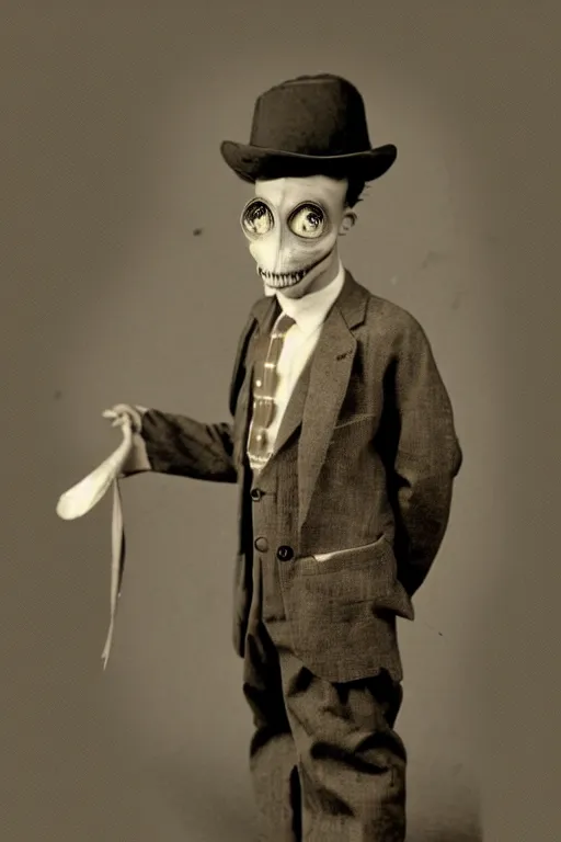 Prompt: anthropomorphic locust, wearing a suit, vintage photograph, sepia