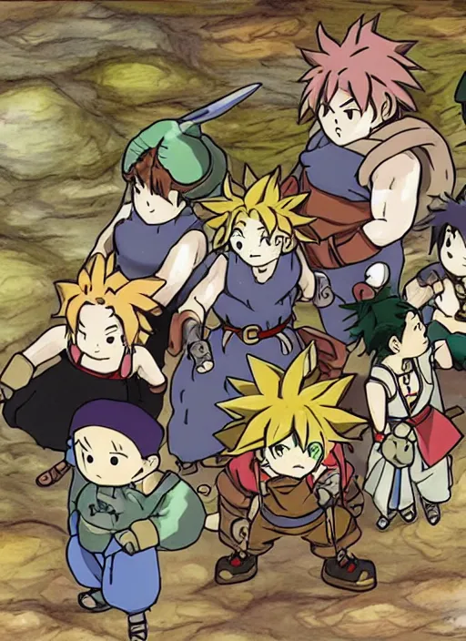 Image similar to chrono trigger in the style of studio ghibli