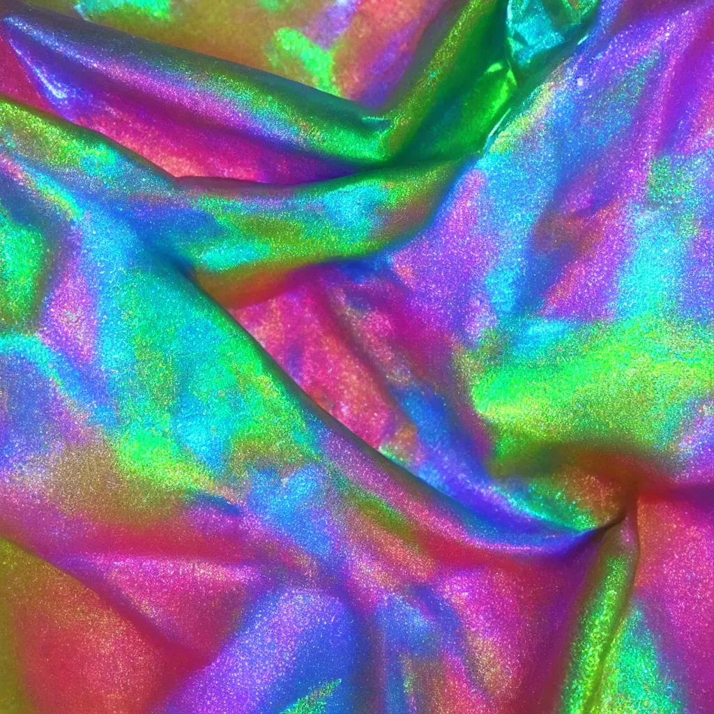 Image similar to beautiful holographic thin film crumpled fabric