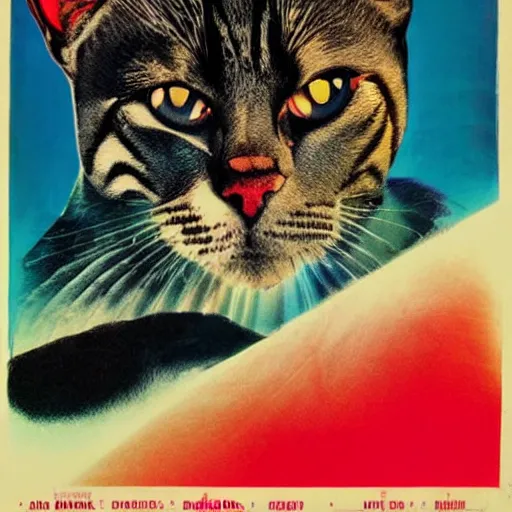 Prompt: poster for a Kenneth Anger film about a cat