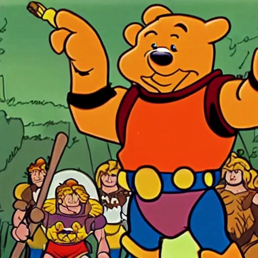 Image similar to winnie the poo, heman style