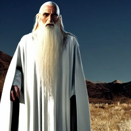 Prompt: Saruman the White as Walter White in Breaking Bad