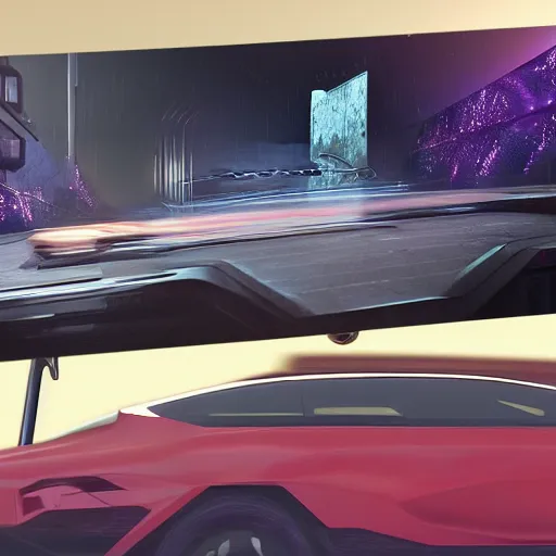 Image similar to sci-fi cars : wall near structure on : the coronation of napoleon painting : and digital billboard in the middle, in style of zaha hadid, suprematism composition, unreal engine 5, keyshot, octane, artstation trending, in colors of blade runner 2049, ultra high detail, ultra photo realistic, 8k, 16k, in plastic, dark, tilt shift,