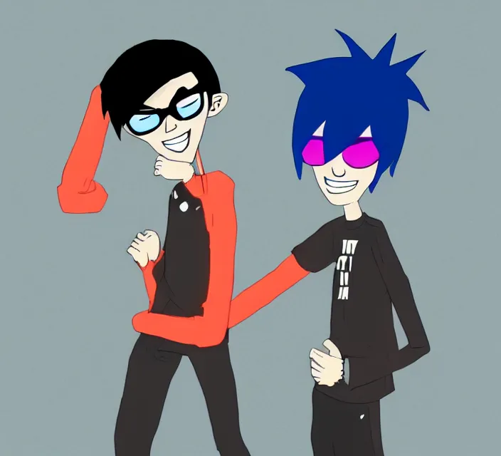 Prompt: a digital drawing of young neil cicierega in a emo / scene the gorillaz style, trending on pixiv, trending on deviantart