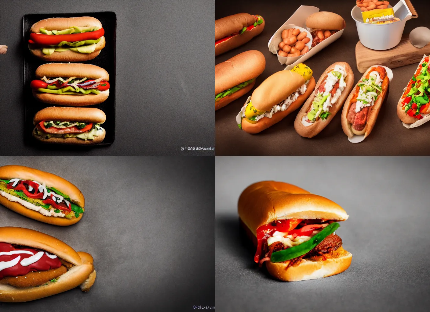 Prompt: the one chicago dog to rule them all, food photography, studio lighting, high contrast, 1000k, 80mm