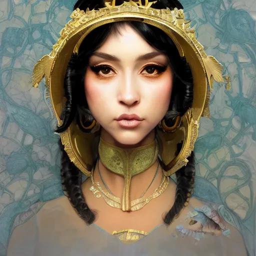 Image similar to Doja Cat, highly detailed, digital painting, artstation, concept art, smooth, sharp focus, illustration, ArtStation, art by artgerm and greg rutkowski and alphonse mucha and J. C. Leyendecker and Edmund Blair Leighton and Katsuhiro Otomo and Geof Darrow and Phil hale and Ashley wood and Ilya repin and Charlie Bowater