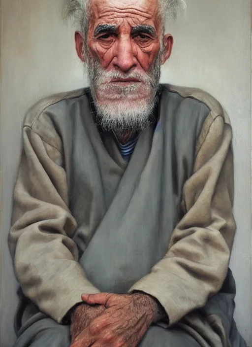 Image similar to a portrait of old man with a pink mohawk by iman maleki, punk rock, oil painting, muted colours, soft lighting