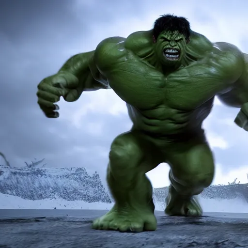 Prompt: the incredible hulk as the thing, photorealistic, unreal engine, hyper detailed, 4k