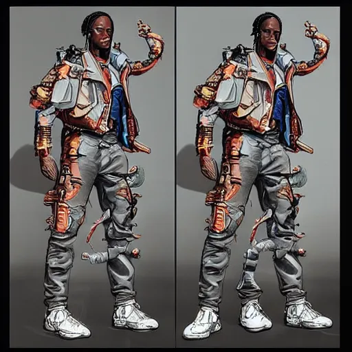 Prompt: “ travis scott action figure concept art, chest cam perspective, actually good ”