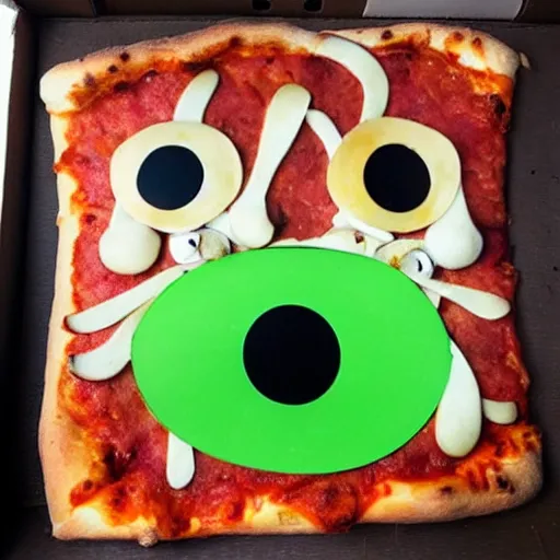 Image similar to pizza with eyes