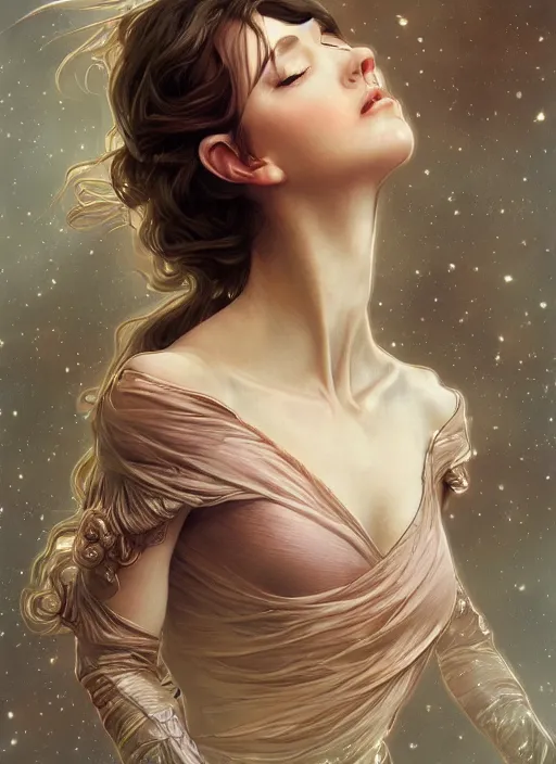 Image similar to ultra realistic illustration, ballerina, sci - fi, fantasy, intricate, elegant, highly detailed, digital painting, artstation, concept art, smooth, sharp focus, illustration, art by artgerm and alphonse mucha