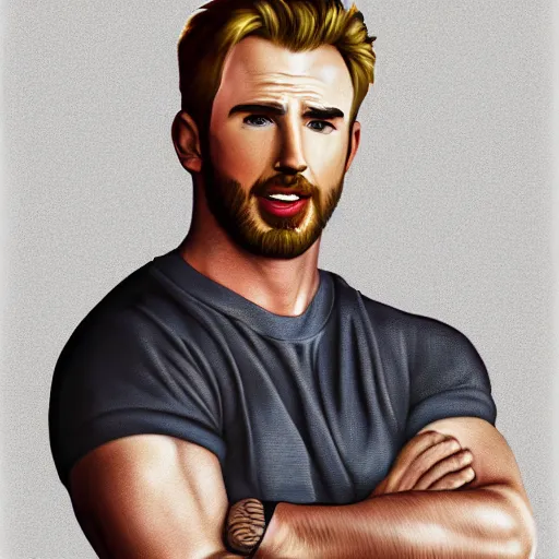 Image similar to portrait of chris evans, highly detailed, centered, solid color background, digital painting