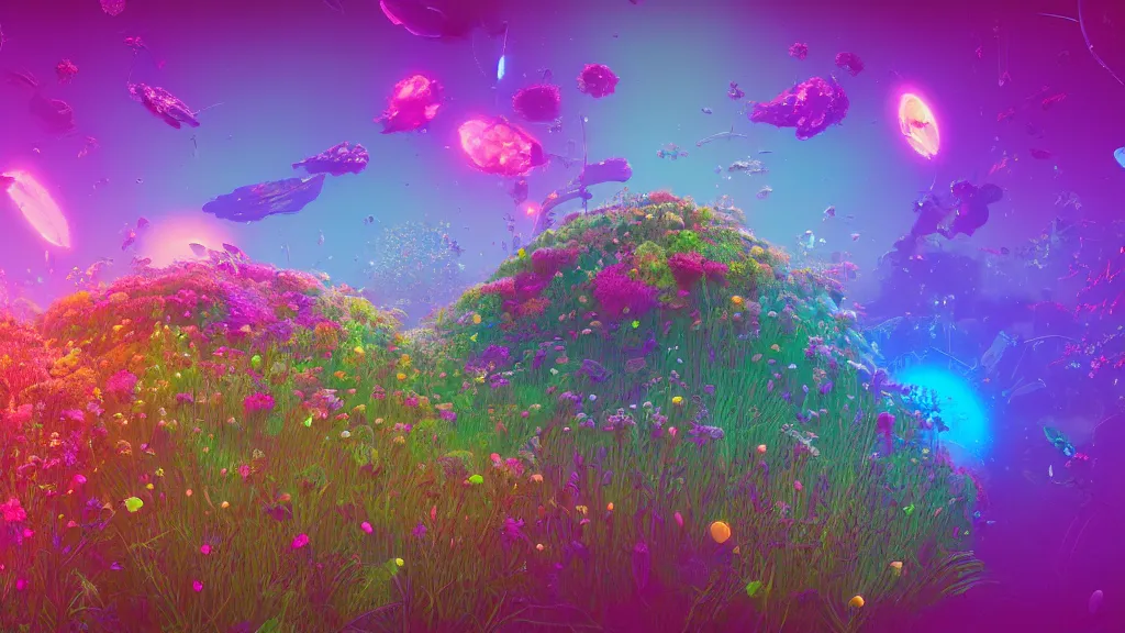 Prompt: highly detailed illustration of an explosion of all known species of flowers by beeple, 4 k resolution, realistic colors