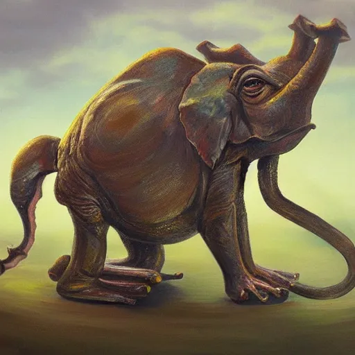 Image similar to frog - elephant creature, oil painting by loundraw