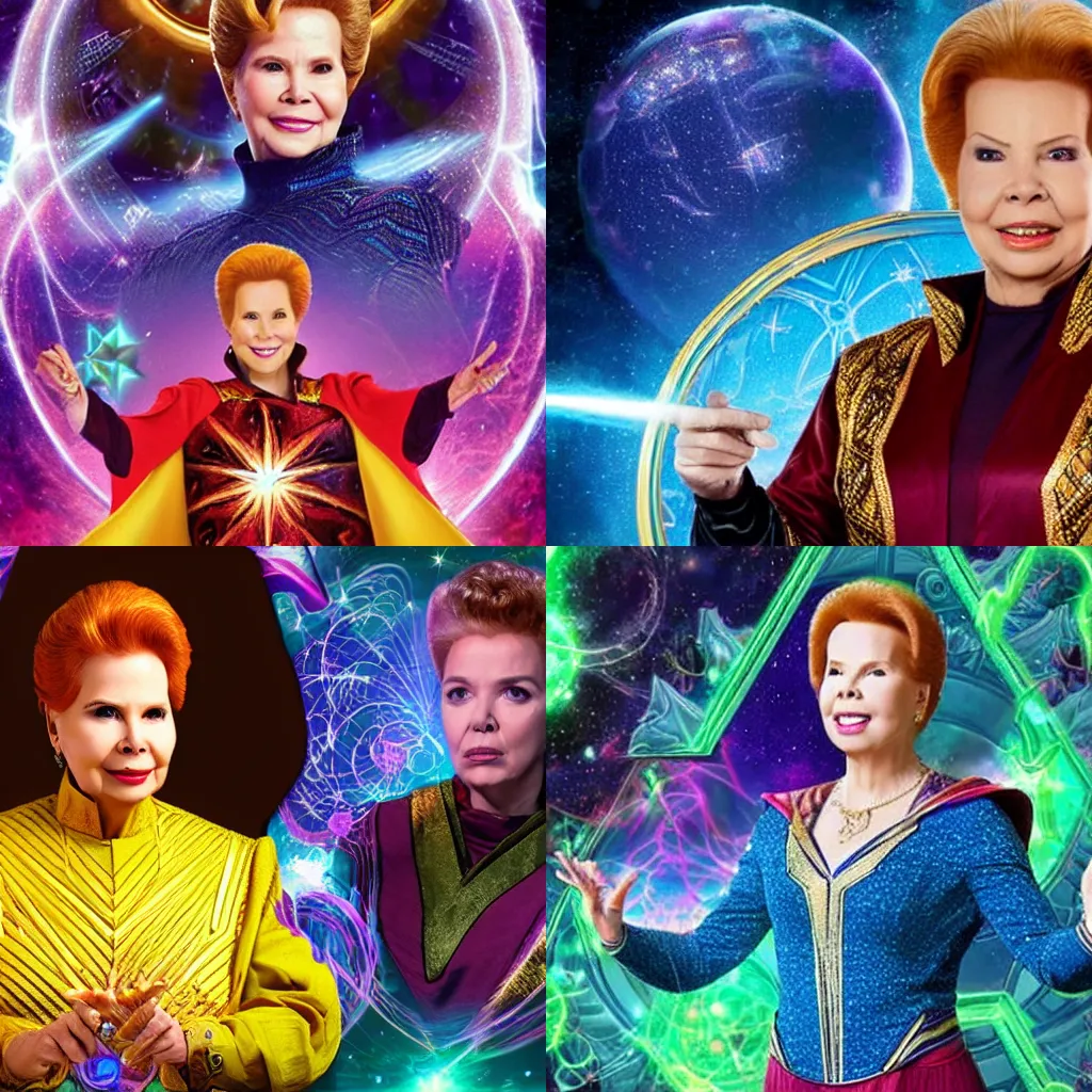 Prompt: astrologer walter mercado in the multiverse of madness, as the sorcerer supreme, tropical iconography, casting spells and quantum enchantments