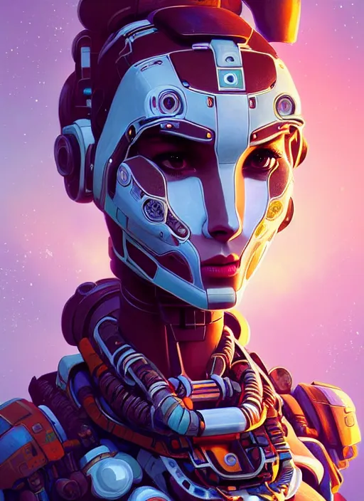 Image similar to symmetry!! portrait of a robot astronaut, tech face, floral! horizon zero dawn machine, intricate, elegant, highly detailed, digital painting, artstation, concept art, smooth, sharp focus, illustration, art by artgerm and greg rutkowski and alphonse mucha, midsommar 8 k