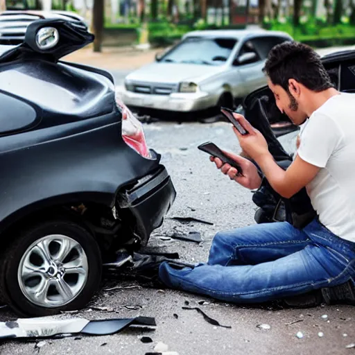 Image similar to car accident but the victims are multiple smartphones