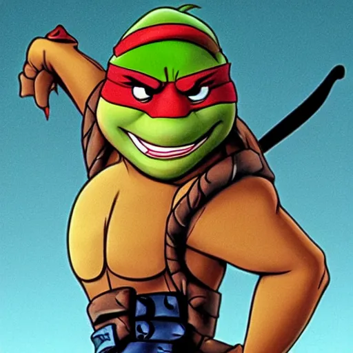 Image similar to johny depp as turtle in nineties teenage mutant ninja turtles tv show, cartoon