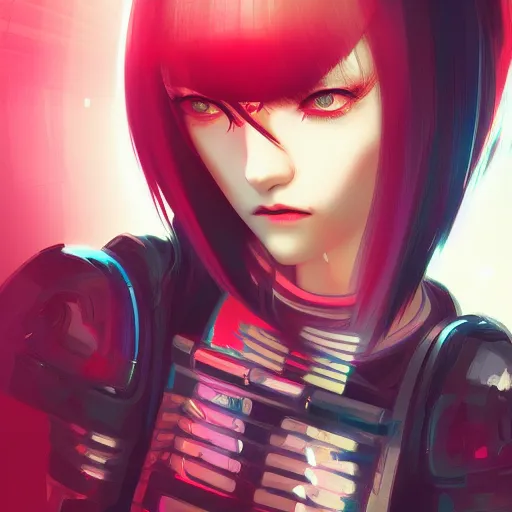 Prompt: Female cyberpunk samurai, cyberpunk art by Ilya Kuvshinov, cgsociety, shock art, ilya kuvshinov, digital painting, speedpainting