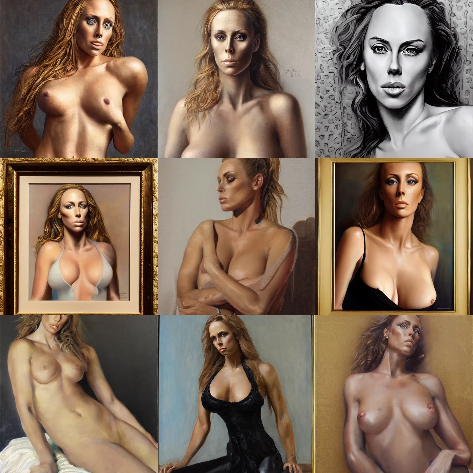 Prompt: portrait en buste of Nicole Aniston in repose by Hughes Merle, perfect detailed eyes, realistic fabric, abundant detail