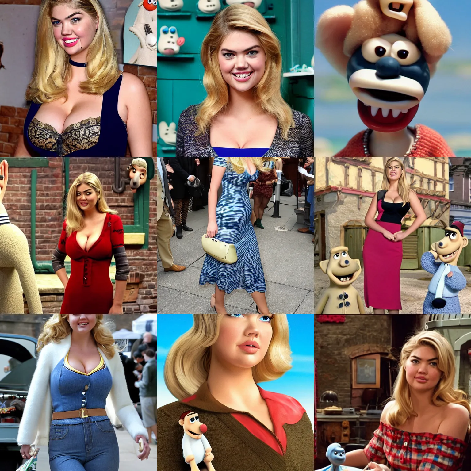 Prompt: Kate Upton in Wallace and Gromit