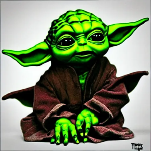 Prompt: baby yoda, by tim burton, in the style of the night before crhistmas