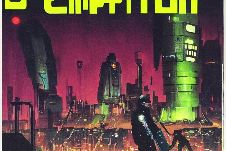 Image similar to 1979 OMNI Magazine Cover of a ripper-doc. Cyberpunk Akira style by Vincent Di Fate