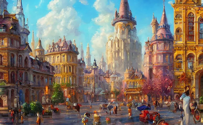 Image similar to Alchemy city. By Konstantin Razumov, highly detailded