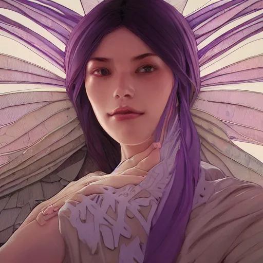 Image similar to smooth organic pattern, lavender, light purple, white, orange, artstation, concept art, smooth, sharp focus, illustration, art by artgerm and greg rutkowski and alphonse mucha and maya takamura and Hitomi Isono