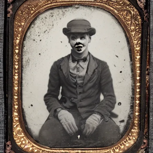 Prompt: tintype photo of a clown war
