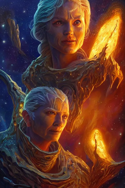 Image similar to beautiful oil painting with high detail of a wise Space ent made of stars and plasma, hybrid from dungeons and dragons and art direction by James Cameron ;by artgerm; wayne reynolds art station; cinematic quality character render; low angle; ultra high quality model; production quality cinema model;