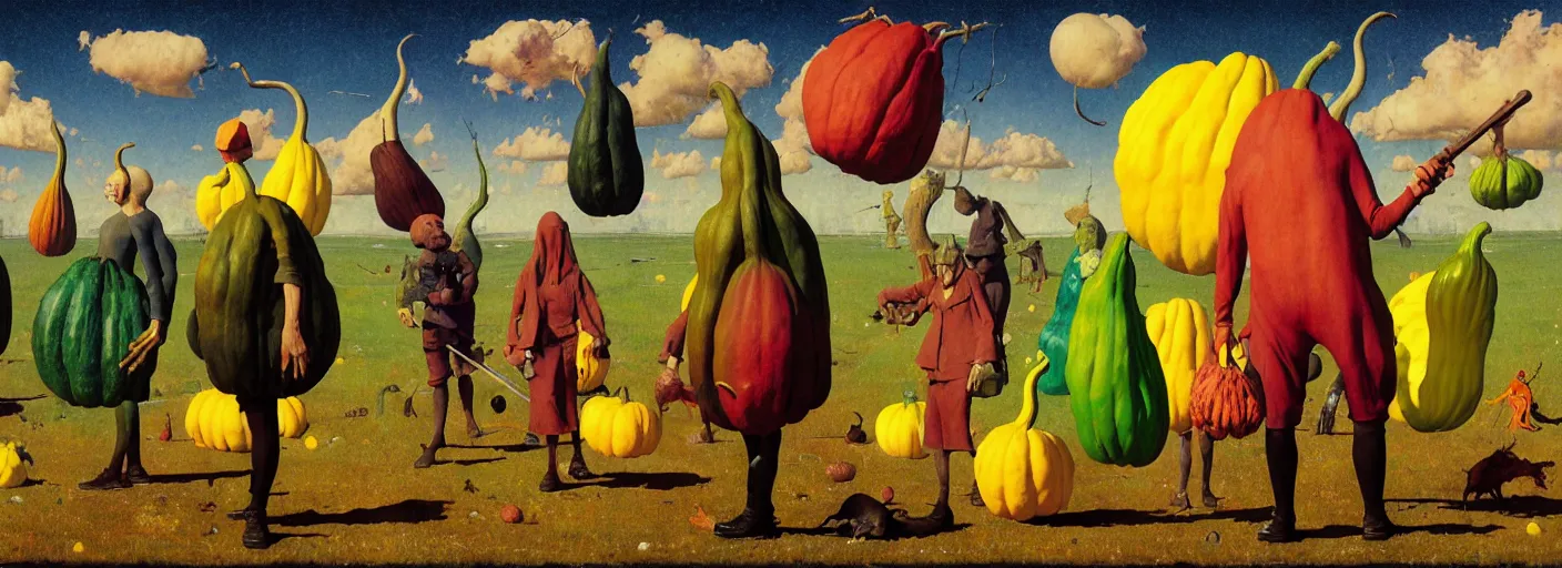 Image similar to full - body surreal colorful gourd rpg character concept art anatomy, action pose, very coherent and colorful high contrast masterpiece by norman rockwell franz sedlacek hieronymus bosch dean ellis simon stalenhag rene magritte gediminas pranckevicius, dark shadows, sunny day, hard lighting, reference sheet white! background