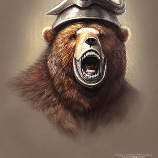 Image similar to dashing charming grinning charismatic bear beast-man rogue, wearing captain's tricorne hat, naval background, amazing, lifelike award winning pencil illustration trending on art station artgerm Greg rutkowski cinematic