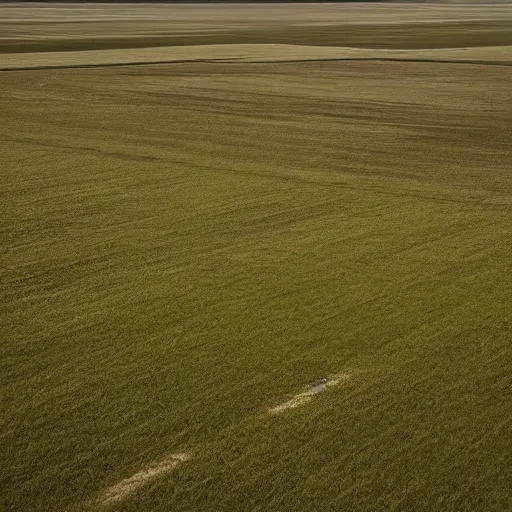 Prompt: photo of a simple peaceful expansive empty field with no trees