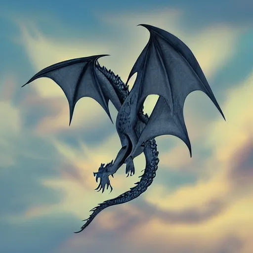 Image similar to a simple dragon soaring in the sky, digital art