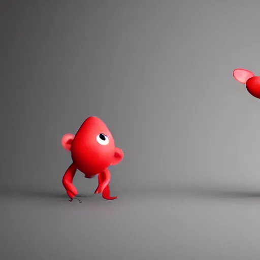 Image similar to video game pikmin, one creature, red bulbor, white background, 8 k, high quality