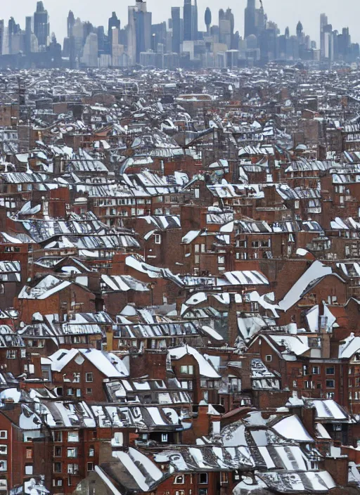 Image similar to a hundred rooftops stretch across a crowded skyline in relentless melt