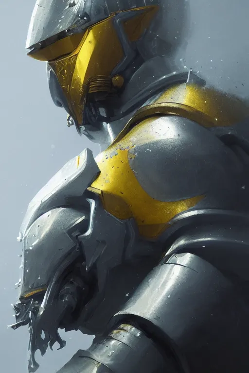 Image similar to A fancy portrait of a yellow Holy Knight by Greg Rutkowski, Sung Choi, Mitchell Mohrhauser, Maciej Kuciara, Johnson Ting, Maxim Verehin, 8k photorealistic, volumetric lighting, HD, high details, dramatic, trending on artstation