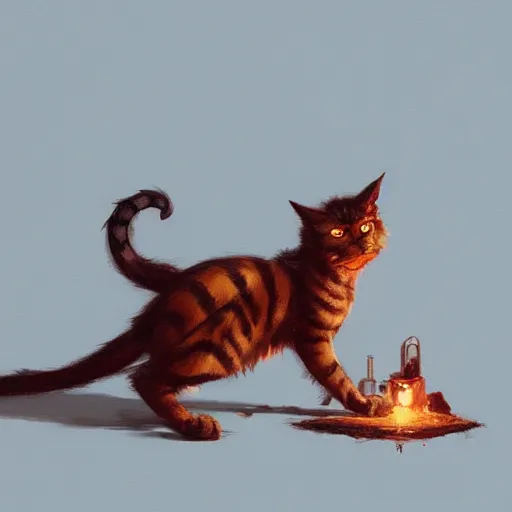 Image similar to Burning cat, greg rutkowski, trending on artstation.