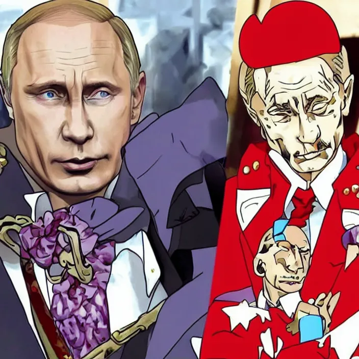 Prompt: vladimir putin in jojo's bizzare adventure